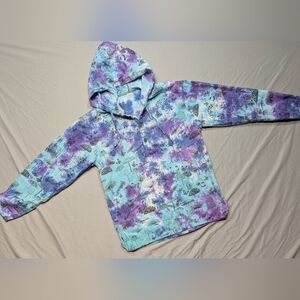 Tye Dye Mushroom Lightweight 100% Cotton Pullover Hoodie Sz S/M